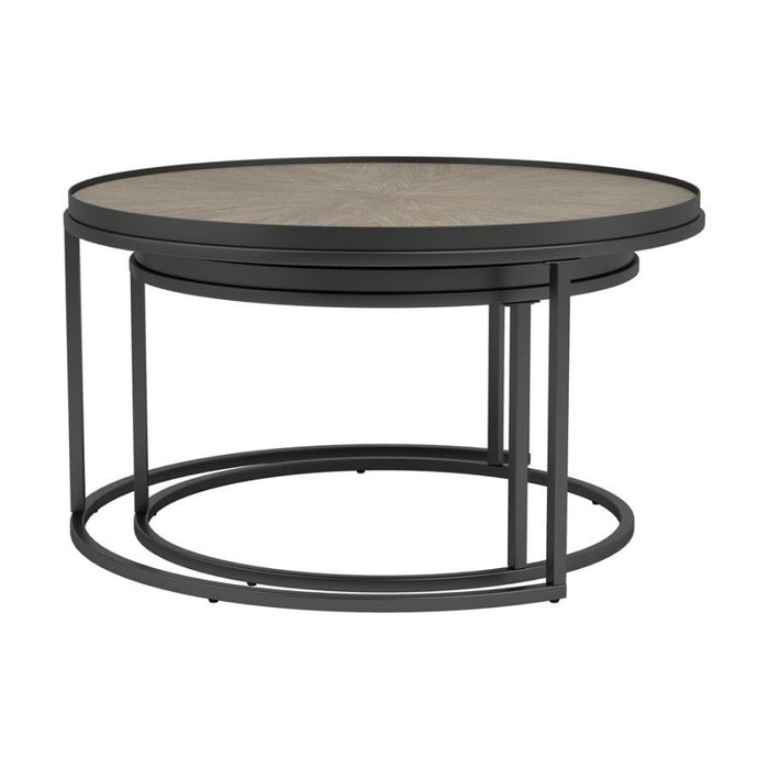 Rodrigo - 2 Piece Round Nesting Tables - Weathered Elm Unique Piece Furniture