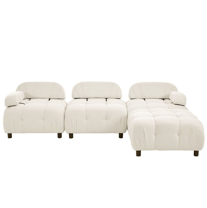 U_Style Upholstery Modular Convertible Sectional Sofa, L Shaped Couch With Reversible Chaise - Beige