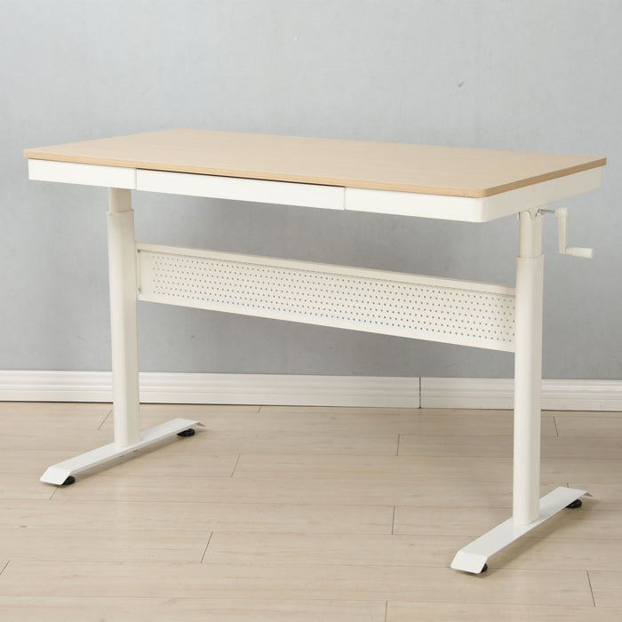 Maple Tabletop 48 X 24 Inchesstanding Desk With Metal Drawer, Adjustable Height Stand Up Desk, Sit Stand Home Office Desk