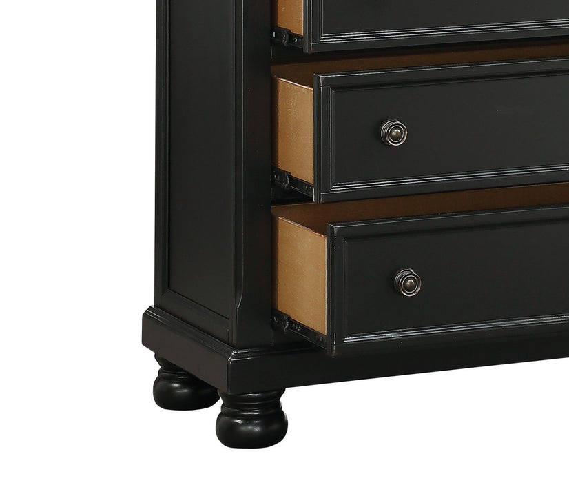 Casual Transitional Styling 1 Piece Chest Of Drawers Black Finish Bun Feet Bedroom Furniture