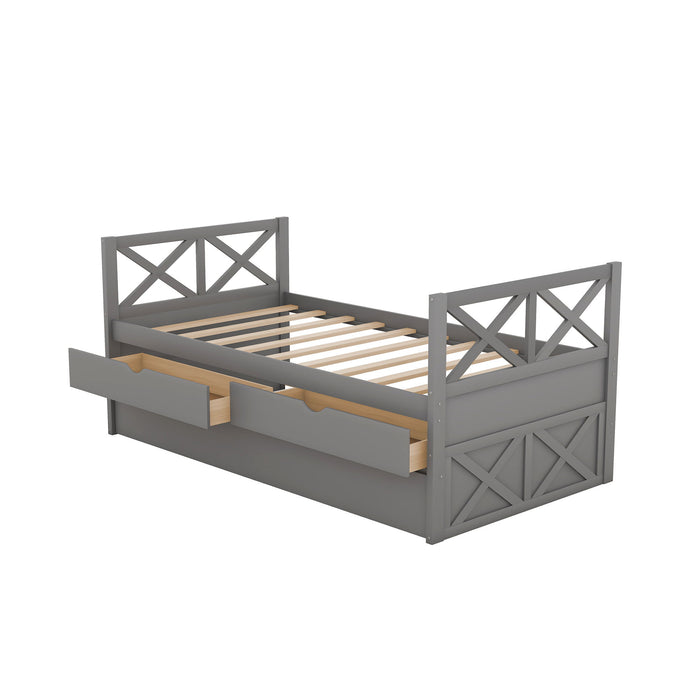 Multi Functional Daybed With Drawers And Trundle, Gray
