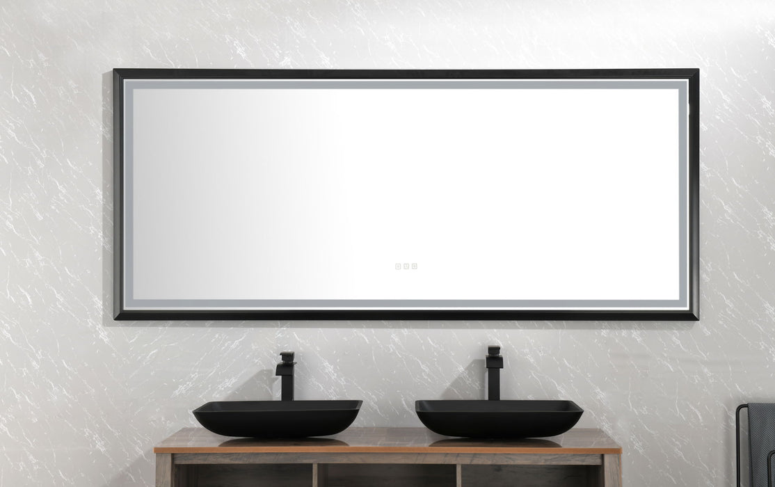 88" W X 38" H Super Bright LED Bathroom Mirror With Lights, Metal Frame Mirror Wall Mounted Lighted Vanity Mirrors For Wall, Anti Fog Dimmable LED Mirror For Makeup, Horizontal / Verti