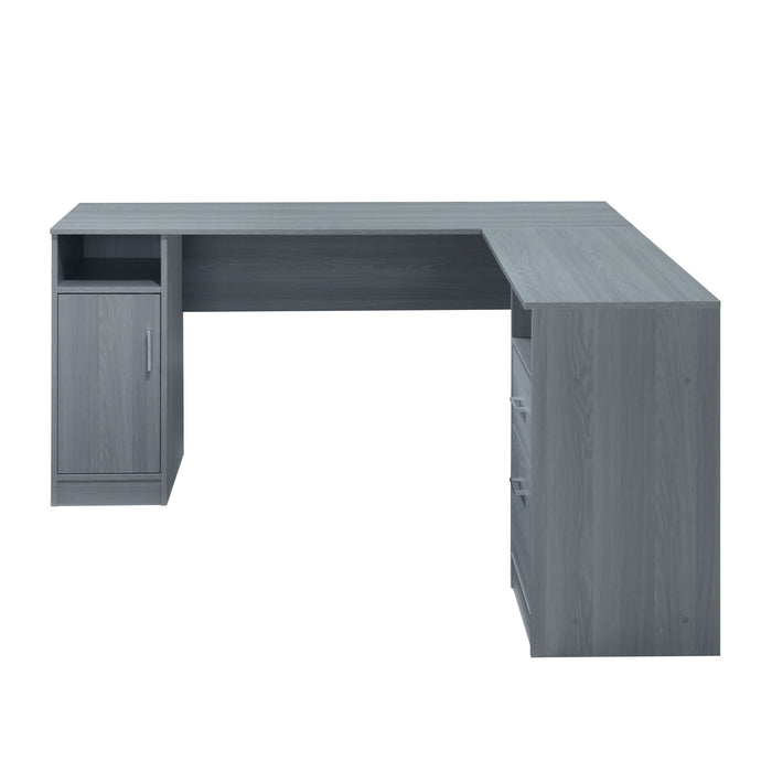 Techni Mobili Functional Shape Desk With Storage, Gray