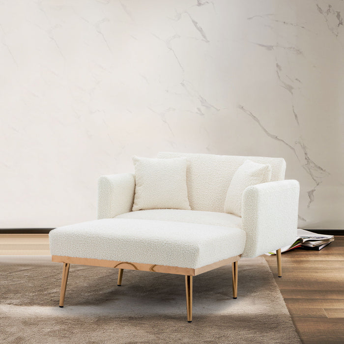 Coolmore Chaise / Lounge / Chair / Accent Chair - White Teddy