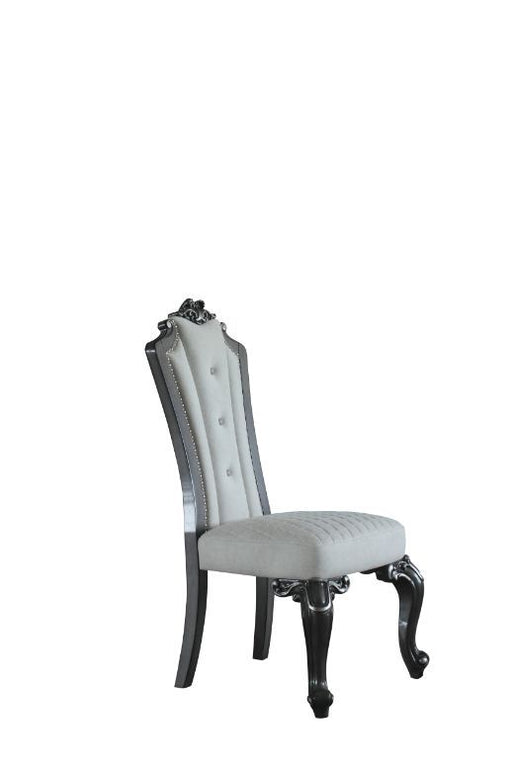 House - Delphine - Side Chair (Set of 2) - Two Tone Ivory Fabric, Beige PU & Charcoal Finish Unique Piece Furniture
