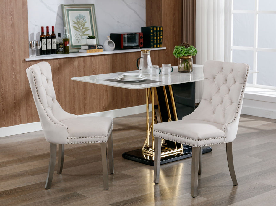 Nikki Collection Modern - High-End Tufted Upholstered Dining Chair (Set of 2) - Beige