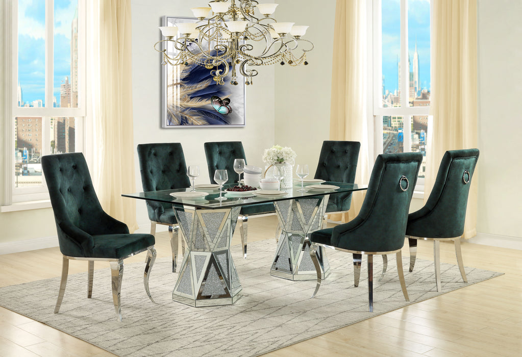 Acme Noralie - Dining Table Mirrored & Faux Diamonds