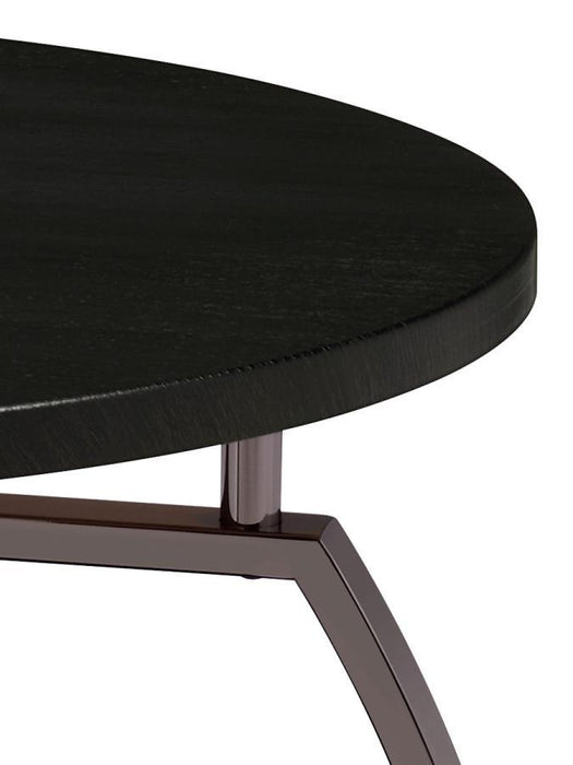 Dacre - Round End Table - Dark Gray And Black Nickel Unique Piece Furniture