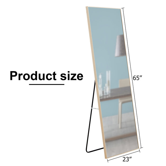 3Rd Generation, Solid Wood Frame Full Length Mirror In Light Oak Color, Large Floor Mirror, Dressing Mirror, Decorative Mirror, Suitable For Bedrooms, Living Rooms, Clothing Stores
