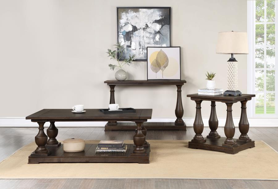 Walden - Rectangular Coffee Table With Turned Legs And Floor Shelf - Coffee Unique Piece Furniture