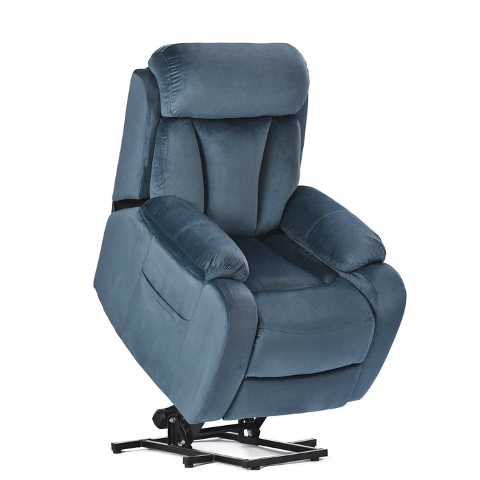 Lift Chair Recliner For Elderly Power Remote Control Recliner Sofa Relax Soft Chair Anti - Skid Australia Cashmere Fabric Furniture Living Room (Navy Blue)