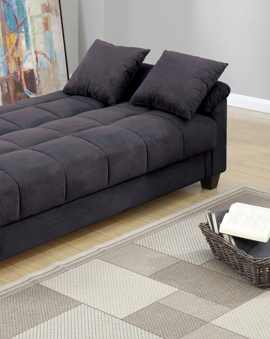 Contemporary Living Room Adjustable Sofa Ebony Microfiber Couch Plush Storage Couch 1 Piece Futon Sofa Pillows