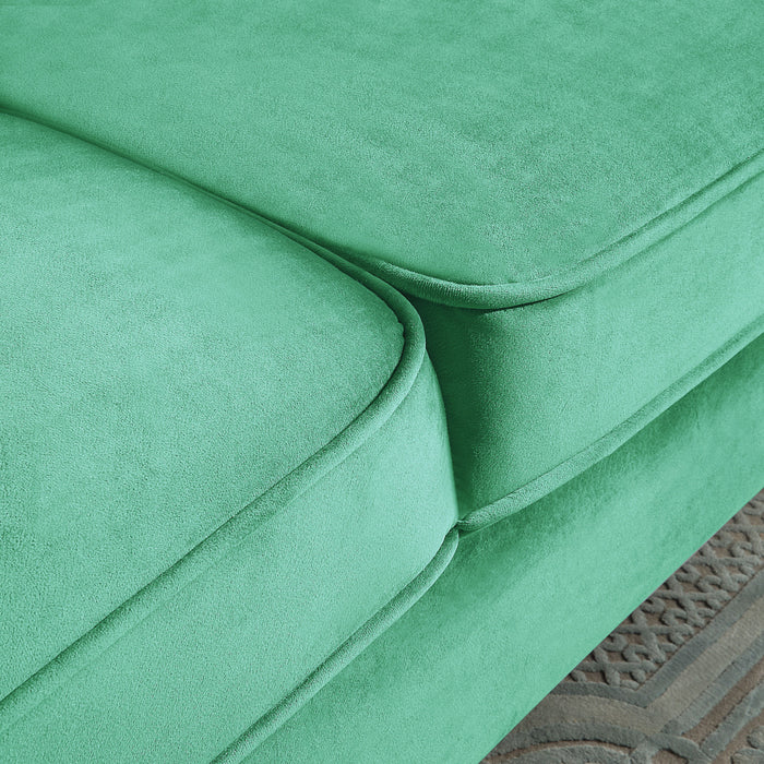 Velvet Loveseat With Pillows And Gold Finish Metal Leg For Living Room - Green