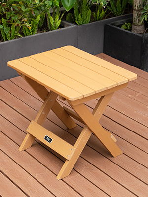 Tale Adirondack Portable Folding Side Table Square All Weather And Fade Resistant Plastic Wood Table Perfect For Outdoor Garden, Beach, Camping, Picnics Brown
