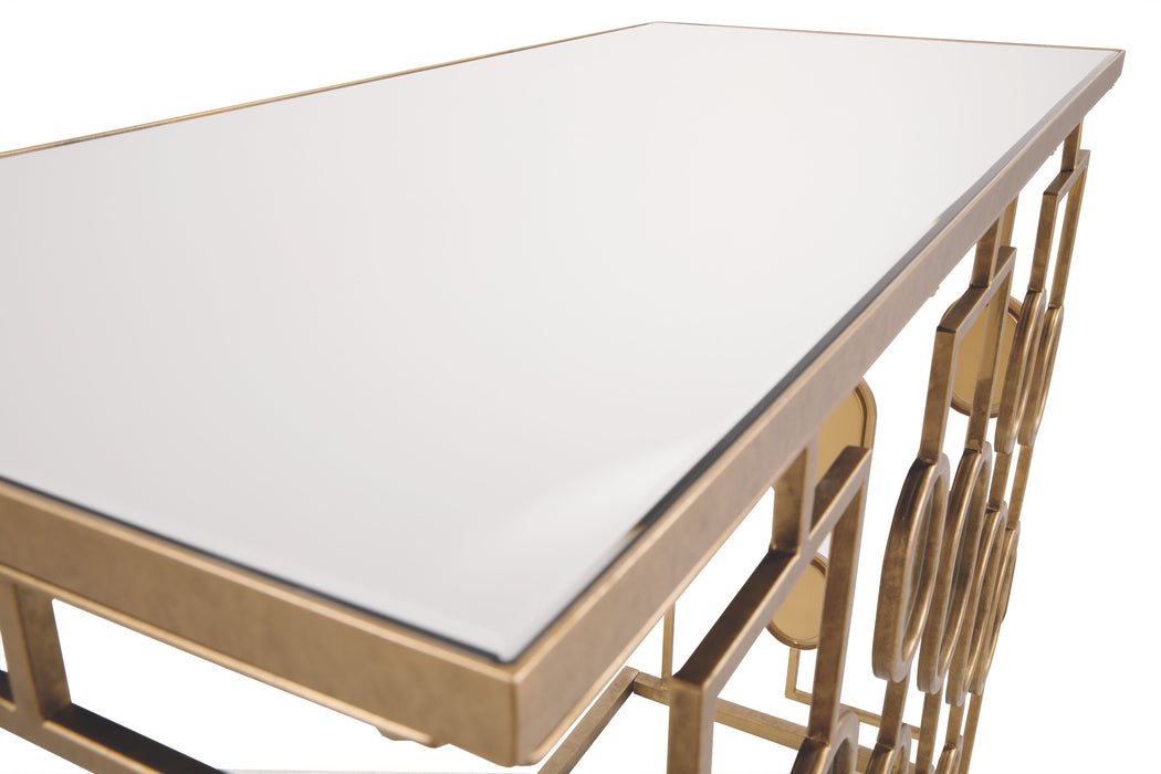 Majaci - Gold Finish - Console Table Unique Piece Furniture