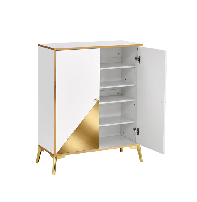 Buffet Sideboard Storage Cabinet, Buffet Server Console Table, Shoe Cabinet Accent Cabinet, For Dining Room, Living Room, Kitchen, Hallway Gold + White 1 Pieces