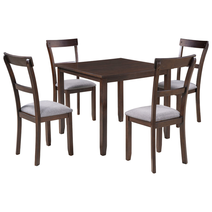 Trexm 5 Piece Dining Table Set Industrial Wooden Kitchen Table And 4 Chairs For Dining Room - Espresso
