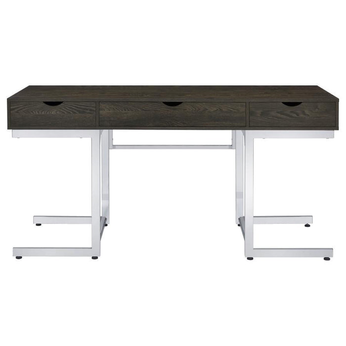 Noorvik - 3-Drawer Writing Desk - Dark Oak And Chrome Unique Piece Furniture