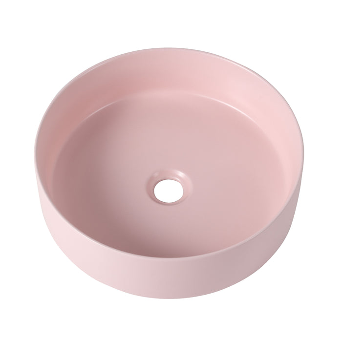 Ceramic Circular Vessel Bathroom Sink Art Sink - Pink