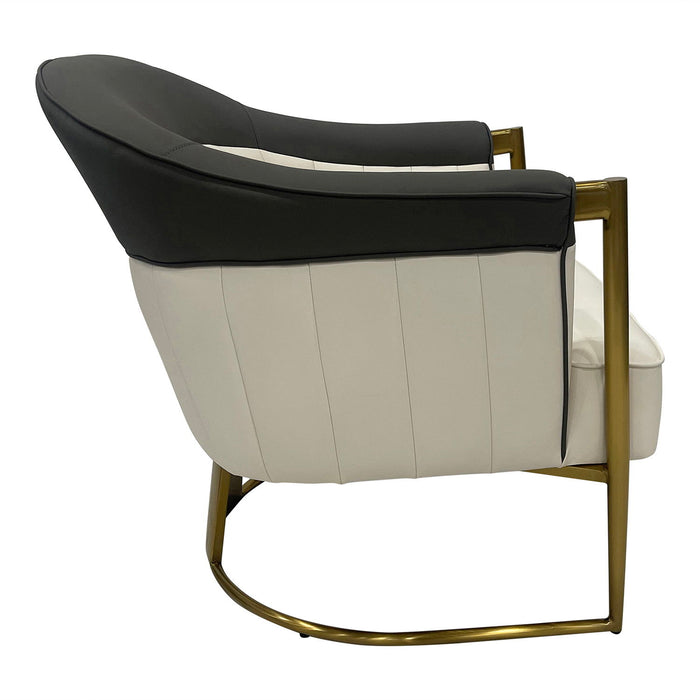 Gray, Off White And Gold Sofa Chair