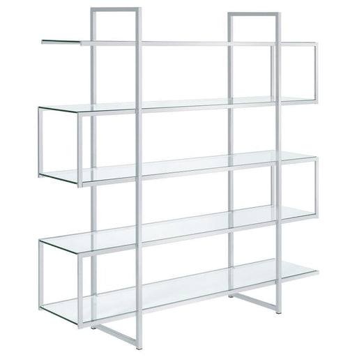 Elmer - 5-Shelf Bookcase - Chrome And Clear Unique Piece Furniture