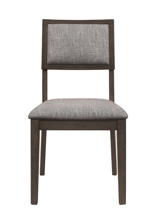 2 Piece Transitional Dining Side Chair With Upholstered Seat Back Dark Brown Gray Finish Dining Room Wooden Furniture