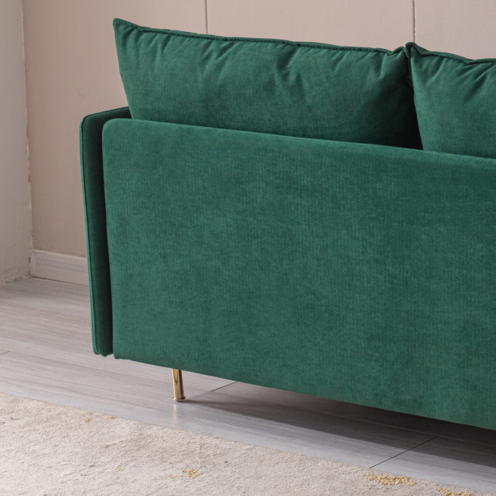 Modern Upholstered Loveseat Sofa, Emerald Cotton Linen