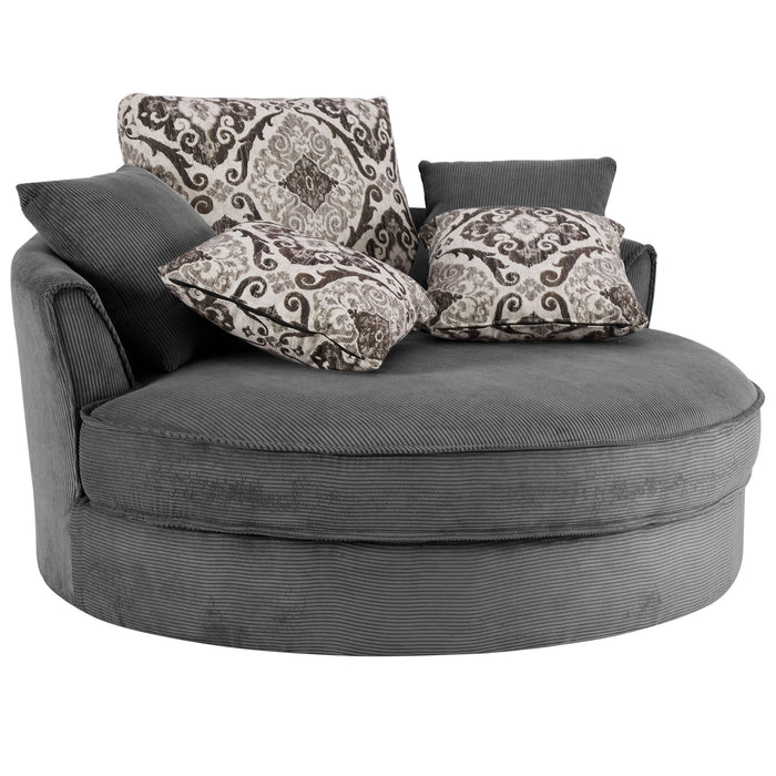 Swivel Accent Barrel Chair With 5 Movable Pillow 360 Degree Swivel Round Sofa Chair For Living Room, Bedroom, Hotel, Grey