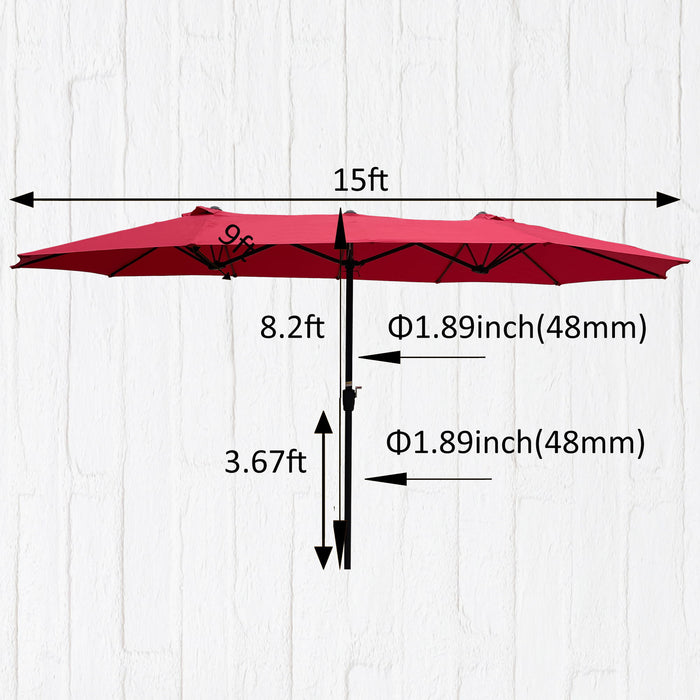 Double - Sided Patio Umbrella Outdoor Market Table Garden Extra Large Waterproof Twin Umbrellas With Crank And Wind Vents For Garden Deck Backyard Pool Shade Outside Deck Swimming Pool