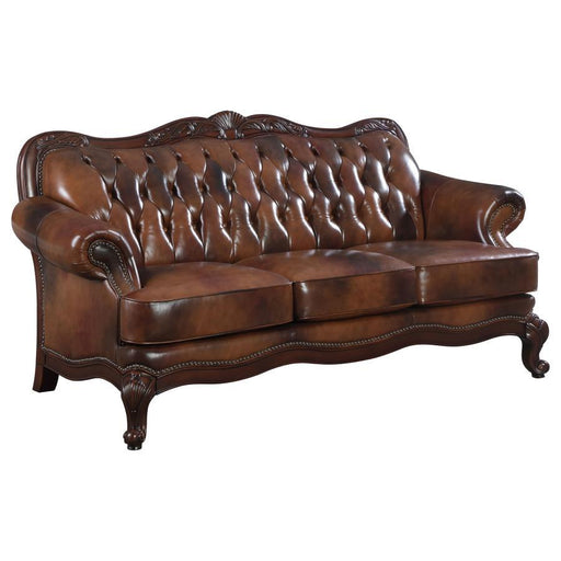Victoria - Rolled Arm Sofa - Tri-Tone And Brown Unique Piece Furniture