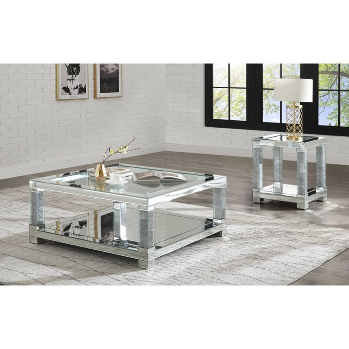 Noralie - Coffee Table - Mirrored & Faux Diamonds - Wood Unique Piece Furniture