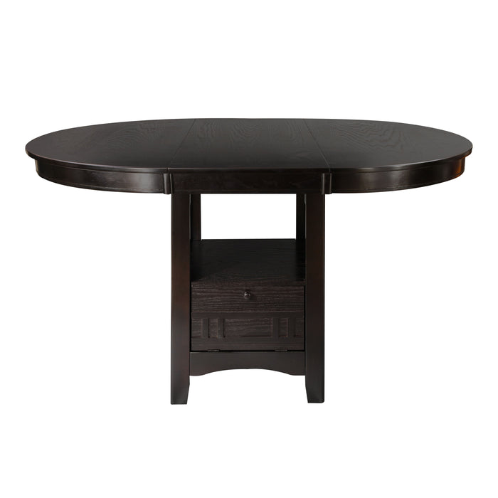 Dark Cherry Finish Counter Height 1 Piece Dining Table Extension Leaf And Storage Base Traditional Design Dining Room Furniture