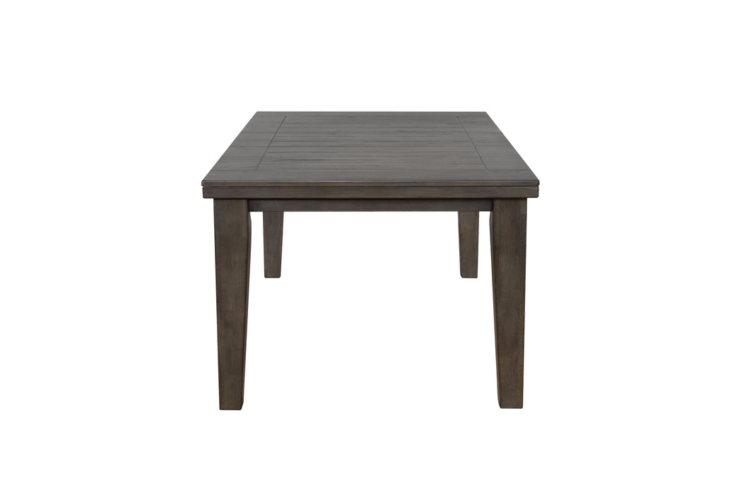 1 Piece Contemporary Style Dining Rectangular Table With18" Leaf Tapered Block Feet Gray Finish Dining Room Solid Wood Wooden Furniture