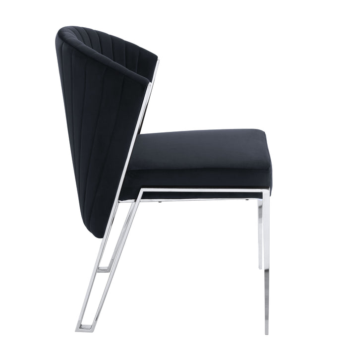 Acme Fallon Side Chair (Set of 2) Black Velvet & Mirrored Silver Finish