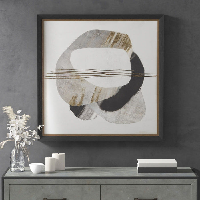 Gold Foil Abstract Framed Canvas Wall Art - Black