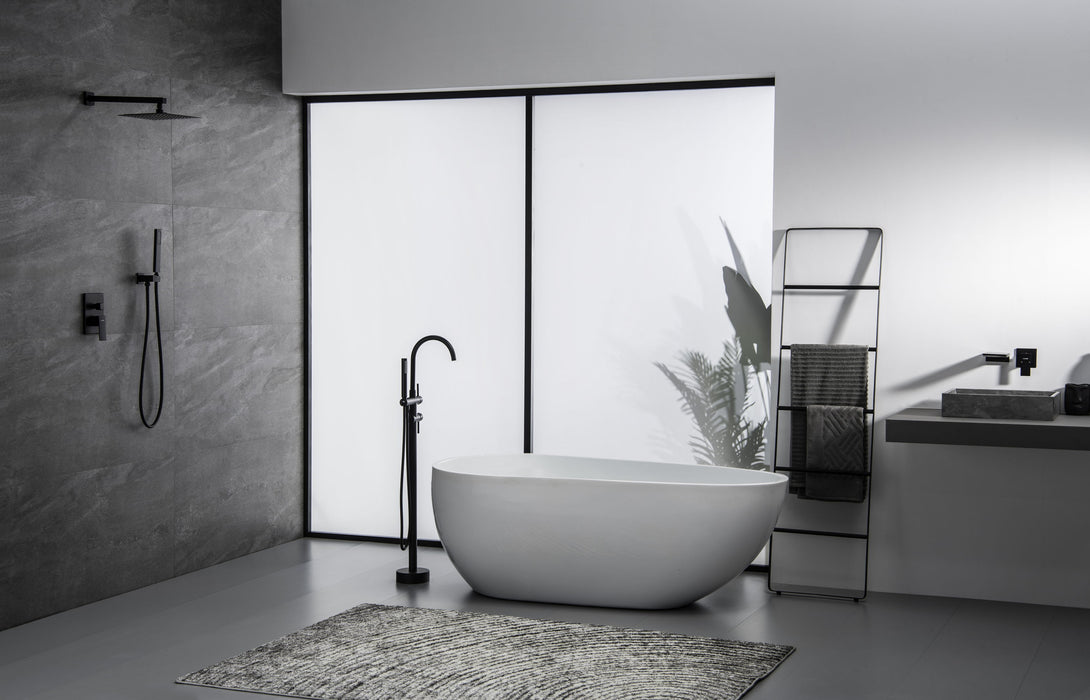 Trustmade 10 Inches Ceiling Mount Pressure Balanced Shower System, Bathroom Luxury Rain Mixer Shower Combo Set, Matte Black