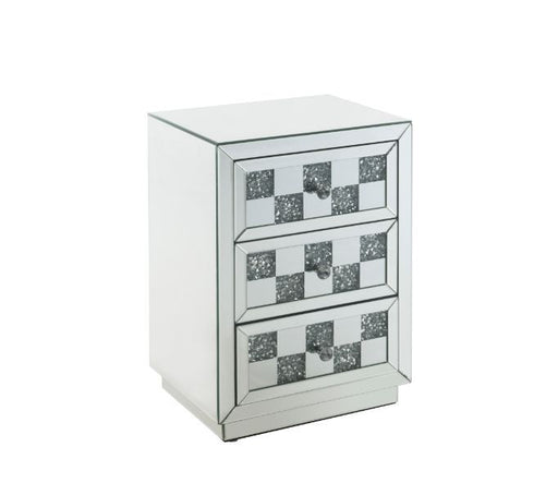 Noralie - Accent Table - Mirrored & Faux Diamonds - Wood - 26" Unique Piece Furniture