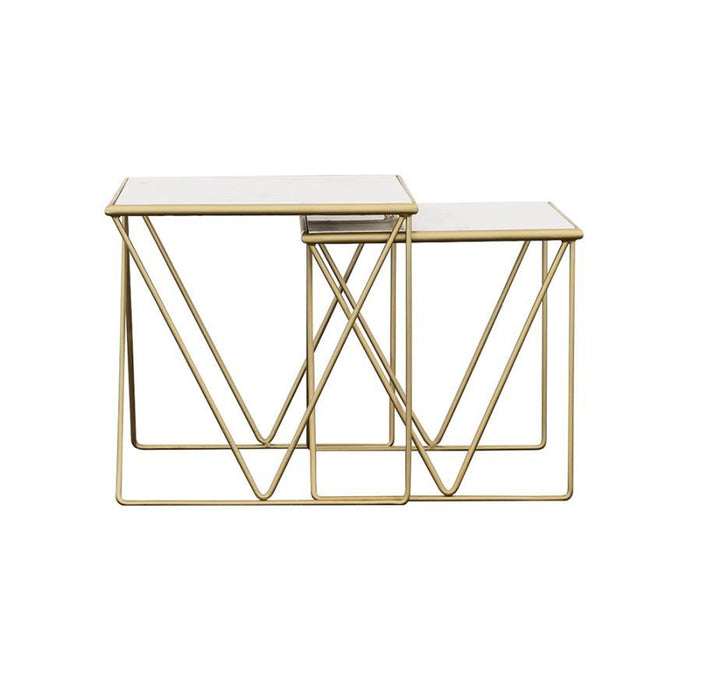 Bette - 2 Piece Nesting Table Set - White And Gold Unique Piece Furniture