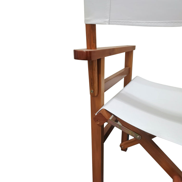 Folding Chair Wooden Director Chair Canvas Folding Chair Folding Chair (Set of 2) Populus & Canvas (Color : White)