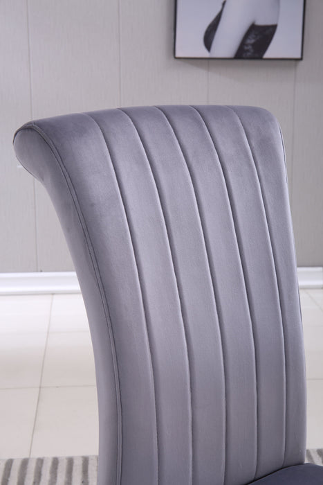 Modern Dining Chairs (Set of 2) Upholstered Accent Armless Chairs With Stripe Backrest - Gray