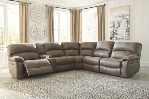 Segburg - Driftwood - Left Arm Facing Power Sofa With Console 4 Pc Sectional Unique Piece Furniture