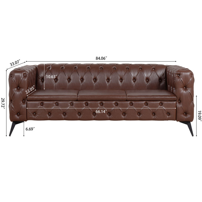 Traditional Square Arm Removable Cushion 3 Seater Sofa
