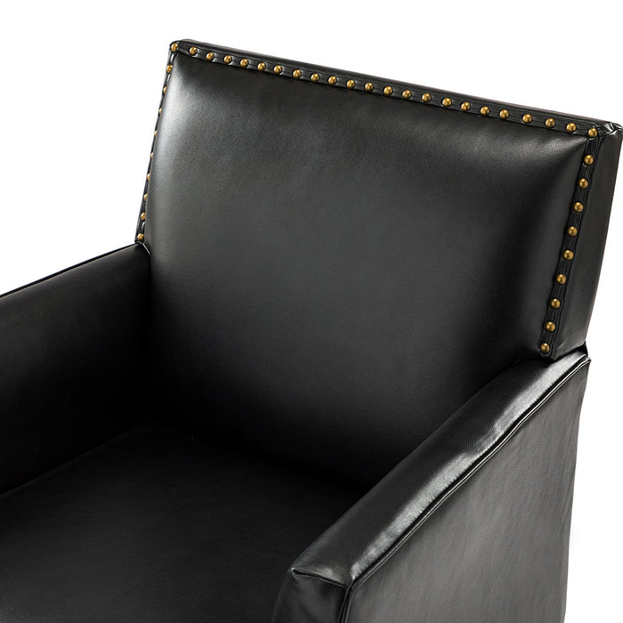Lapithae Armchair With Solid Wooden Legs And Nailhead Trim - Black