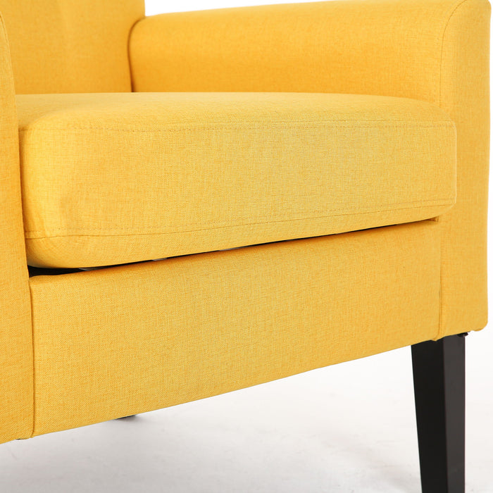 20 Fabric Accent Chair For Living Room, Bedroom Button Tufted Upholstered Comfy Reading Accent Chairs Sofa (Yellow)