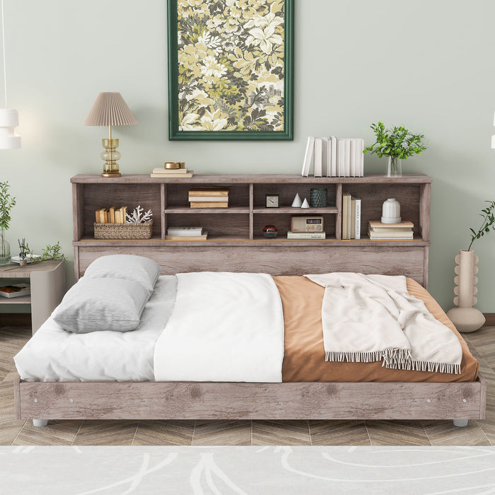 Full Size Daybed Frame With Storage Bookcases, Wood Light Oak