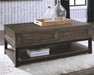 Johurst - Grayish Brown - Lift Top Cocktail Table Unique Piece Furniture