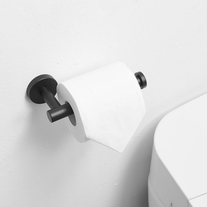 Single Post Toilet Paper Holder Wall Mounted In Matte Black