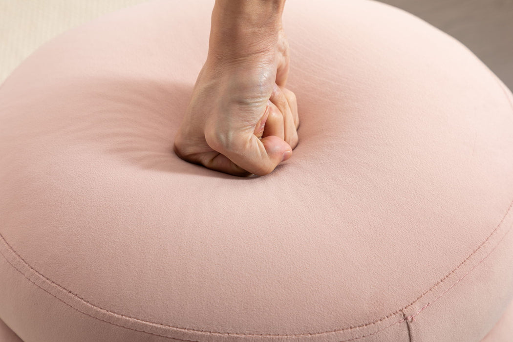 Soft Velvet Round Ottoman Footrest Stool, Pink