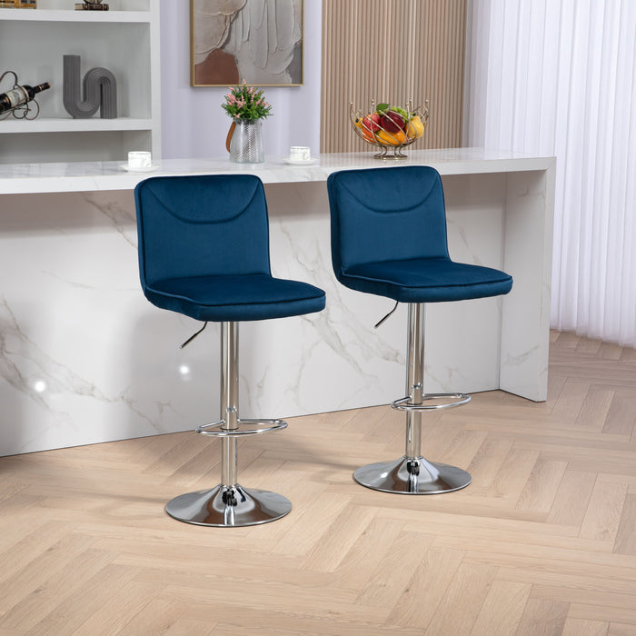 Coolmore Bar Stools, Back And Footrest Counter Height Dining Chairs (Set of 2) - Navy