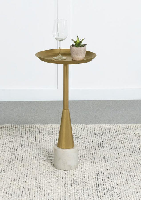 Alpine - Round Metal Side Table - White And Gold